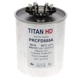 TITAN HD PRCFD555A - 55/5 MFD Round Dual Motor Run Capacitor (440/370V)