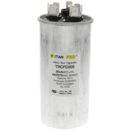 Titan Pro TRCFD205 - 20/5 MFD Round Dual Motor Run Capacitor (440/370V)
